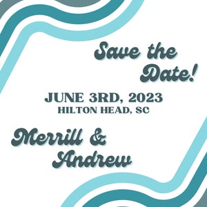 Save the Date Wedding Template - Groovy, Retro, Blue Save the Date