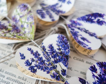 Lavender heart garland – 3D paper bridal shower, wedding & home decor