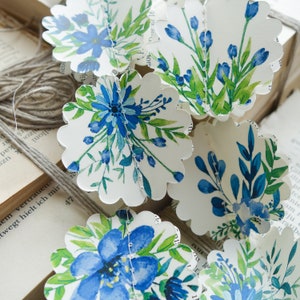 Ghirlande di carta blu, ghirlande di fiori blu, decorazioni nuziali blu, decorazioni per addio al nubilato blu, ghirlande di compleanno blu, ghirlande di fiori