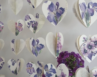 Purple paper flower garland – 3D iris wedding, shower & nursery decor