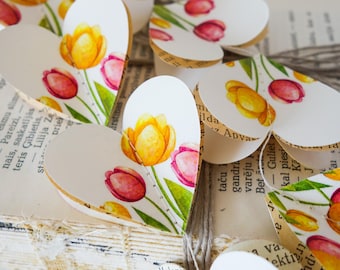 Tulip heart garland – 3D spring flower banner for wedding, Easter & nursery decor