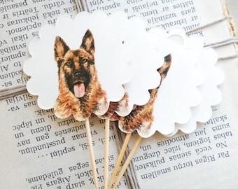 German Shepherd cupcake toppers – dog birthday, puppy party & dog celebration