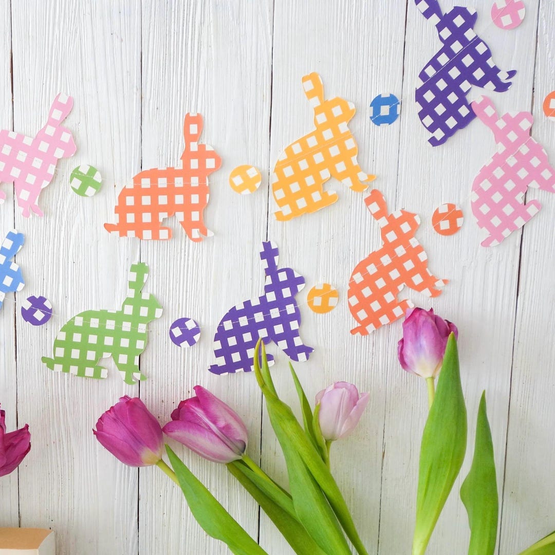 Easter Bunny Garland – Pastel Paper Bunny Banner for Spring Party Decor ...