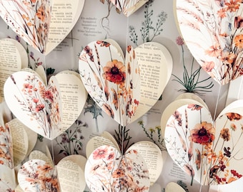 3D Boho Wildflower Heart Garland, Neutral Floral Nursery Decor, Baby Shower Banner