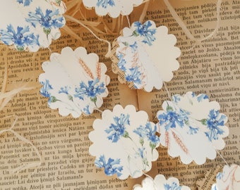Cornflower garland – 3D blue paper wedding, baby shower & nursery decor