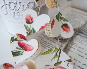 Peony heart garland – 3D paper bridal shower, wedding & nursery decor