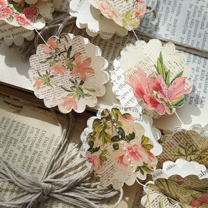 Ghirlanda di carta vintage, ghirlanda da matrimonio vintage, ghirlanda di fiori vintage, ghirlanda di fiori rosa, decorazioni da matrimonio shabby, decorazioni con fiori selvatici
