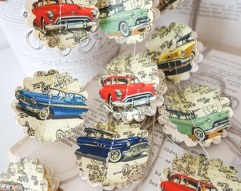 Car garland – vintage car birthday banner & boys room decor