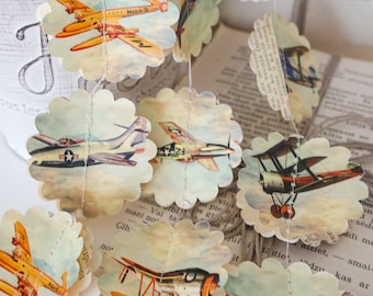 3D airplane garland – vintage nursery decor & travel birthday party