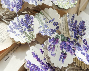 Guirnalda de papel de lavanda, decoraciones de despedida de soltera de lavanda, decoración de boda de lavanda, decoración de cumpleaños de lavanda, decoración de ducha de bebé de lavanda