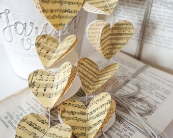 Music garland – 3D book paper decor for wedding, music room & teacher gift