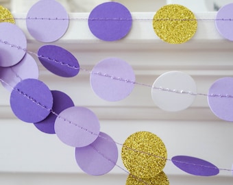 purple paper circle garland – wedding, party and bridal shower decor