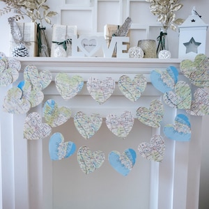 Decorazioni con mappe, ghirlanda di mappe, decorazioni da viaggio, striscione con mappe, striscione di buon viaggio, striscione da viaggio, decorazioni per feste di viaggio, cartello per feste di viaggio