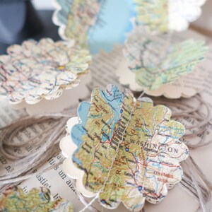 Guirlande de cartes de 2 po., décorations de carte, décorations de fête de voyage, décorations de mariage de voyage, toile de fond de mariage de voyage, cadeaux de voyage, guirlande de carte