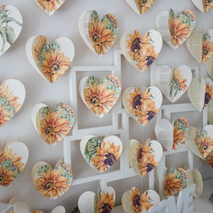 ghirlanda di girasoli, sfondo estivo, sfondo per matrimonio, sfondo floreale, decorazioni per matrimonio estive, regali floreali, ghirlanda di fiori, decorazioni di carta