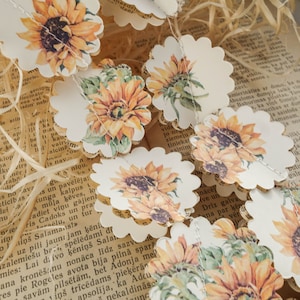 Decorazioni nuziali con girasoli, decorazioni per addio al nubilato con girasoli, decorazioni per baby shower con girasoli, ghirlande di carta con girasoli