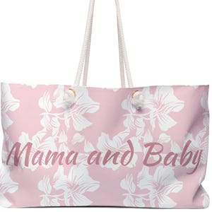 Personalized Pink Weekender Overnight Hospital Bag with Custom Text, Baby Shower New Mom Mother&#39;s Day Gift Idea, Carryon Travelbags Totebags