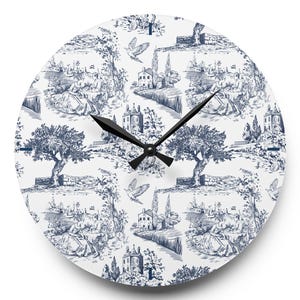 Decorative Wall Clocks, French Toile Wall Clock, Blue Toile Clock, Chinoiserie Wall Clock, Vintage Wall Clock, Wall Clocke, Wall Clocks
