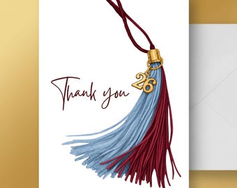 Graduation Thank You Card SETS | GraduationCards | Grad ThankYouCards | Graduate ThankYou Notes | Classof2026 | Blue Red