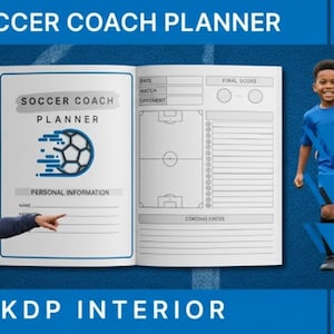 Fotbollstränarplanerare | Redigerbar KDP-inredning | Fotbollstränarmatchplanerare | Fotbollstränaranteckningsbok