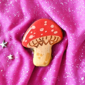 Handmade Mushroom Clay Pin