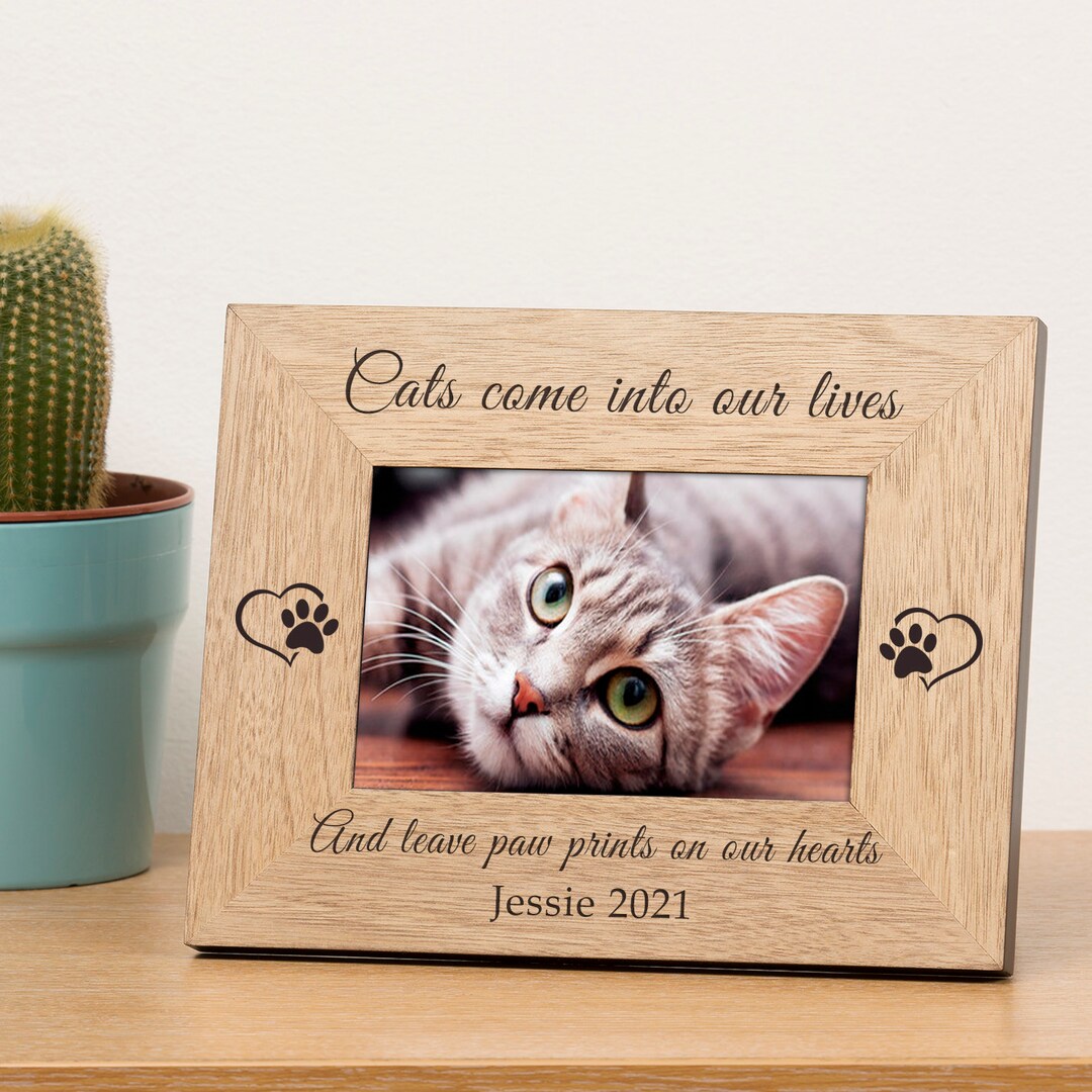 Cat Memory Photo Frame Paw Prints on Our Hearts Cat Photo Frame - Cat Memorial - Cat Loss ...