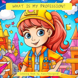 GIRLS PROFESSIONS Coloring Book, 14 Instant Printable Pages, Careers, Digital Download PDF Educational Books For Kids image 1