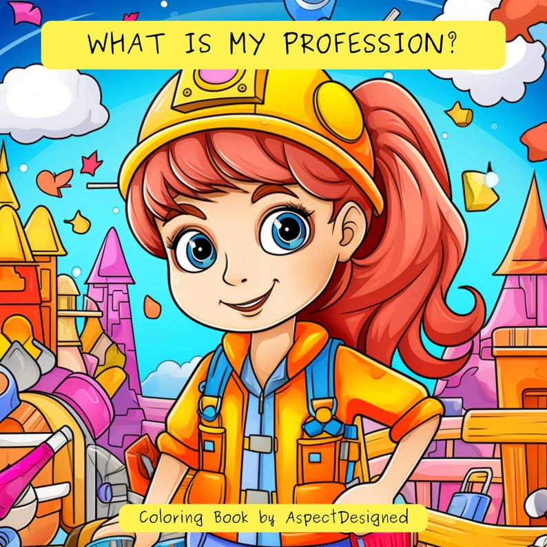 GIRLS PROFESSIONS Coloring Book, 14 Instant Printable Pages, Careers, Digital Download PDF Educational Books For Kids image 1