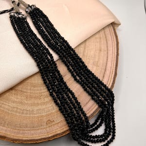 Multi-Strand Black Crystal Beaded Necklace | Elegant Jet Black Beads | Handmade Jewelry Gift|Gift for Her|Best Seller|BirthDay Gift
