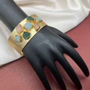 Raw Stone Golden Cuff Bracelets