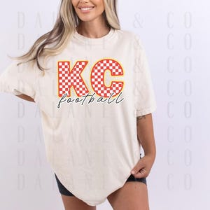 KC Football PNG | Red Checkerboard Game Day Sublimation Design | Kansas City Digital Download for Shirts, Tumblers & More