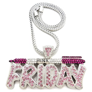 Pink Friday Pendant with Crystal Rhinestones Necklace