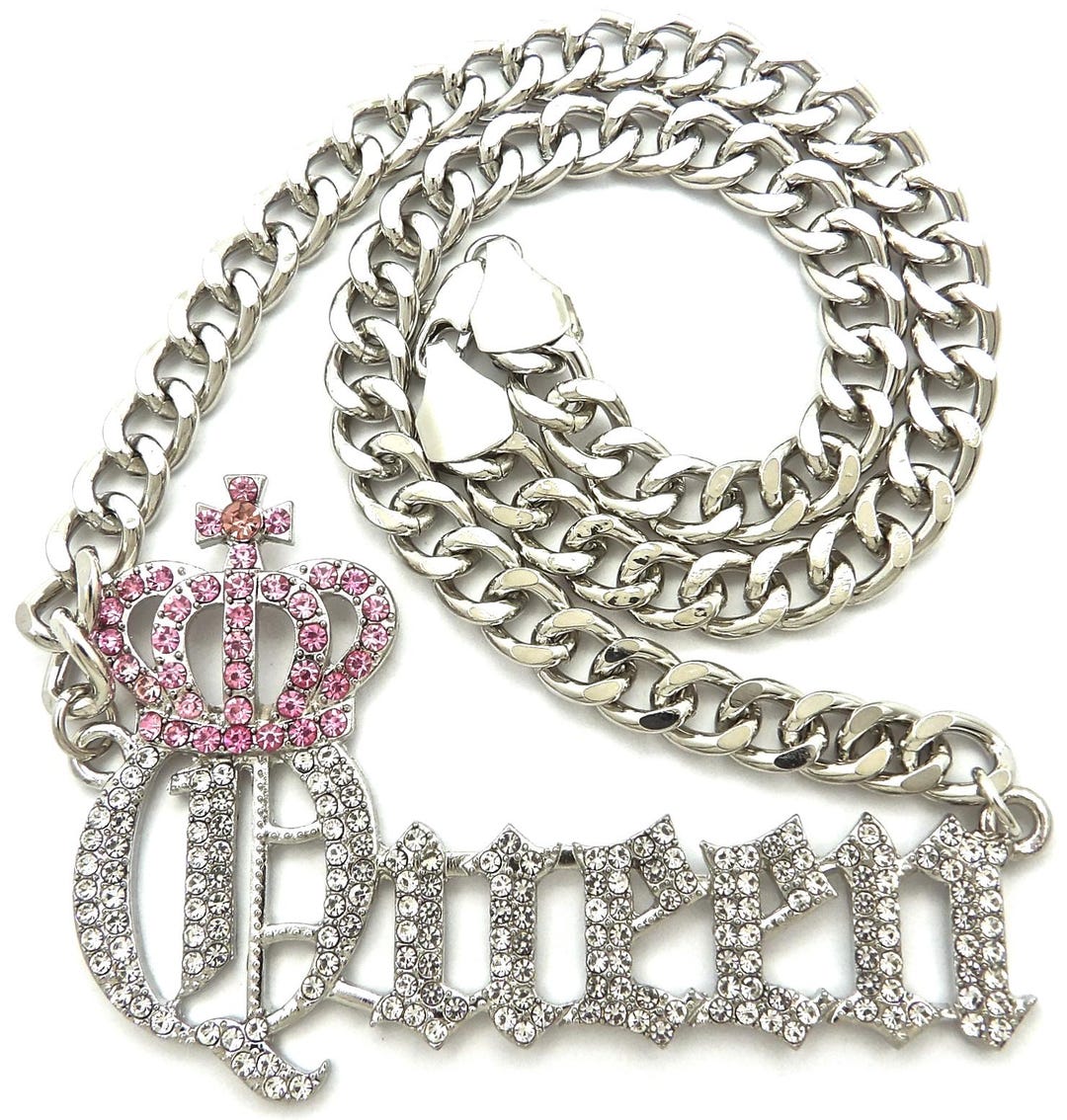 Princess Queen Chain Queen Pendant Necklace With Crystal Rhinestones - Etsy