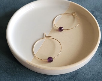 Amethyst Earrings, Gold Filled Hoops, Unique Hoop Earrings, Thin Hoops, Earrings Lightweight, Hoop Earrings, Purple Statement Hoop Jewelry