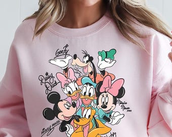 Retro Mickey and Friends Signatures Sweatshirt,Disney Characters Shirt,Mickey&Co Shirt,Disneyland Sweatshirt,Disney Trip Shirt,Magical Shirt