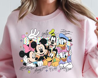 Vintage Mickey and Friends Signatures Sweatshirt,Disney Characters,Mickey&Co,Disneyland Sweatshirt,Disney Trip,Disney Family Vacation
