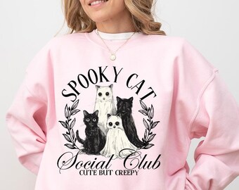 Spooky Cat Social Club Sweatshirt - Halloween Cat Lover Gift