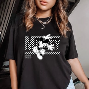 Vintage Retro Mickey Minnie Checkered shirt, Disney checkered shirt, Disney trip shirt, Mens Womens Disney shirt, Vintage Mickey shirt