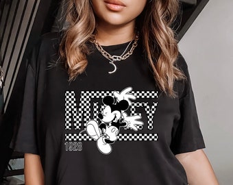 Vintage Retro Mickey Minnie Checkered shirt, Disney checkered shirt, Disney trip shirt, Mens Womens Disney shirt, Vintage Mickey shirt