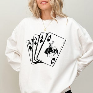 Sweat cowboy Ace Card, sweat cartes à jouer, sweat jeux de cartes poker, chemise country girl, sweat western, sweat country