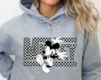Vintage Retro Mickey Hoodie,Mickey Checkered Sweatshirt,Disney Vacation Shirt,Disneyland Sweatshirt,Vintage Mickey shirt,Mickey Checkered