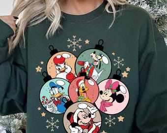 Vintage Disneyland Christmas Sweatshirt: Mickey and Friends Family Sweater