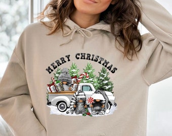 Merry Christmas Gnomes Graphic Hoodie: Winter Sweatshirt