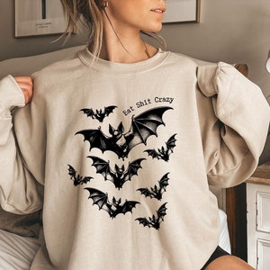 Bat Shirt Crazy Sweatshirt,Halloween Bat Sweatshirt,Funny Halloween Sweatshirt,Halloween Gift,Spooky Season Shirt,Halloween Shirt,Bat Shirt