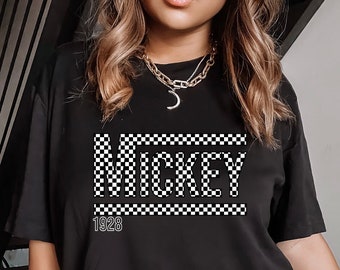 Checkered Mickey Mouse Shirt: Retro Disneyland Tee