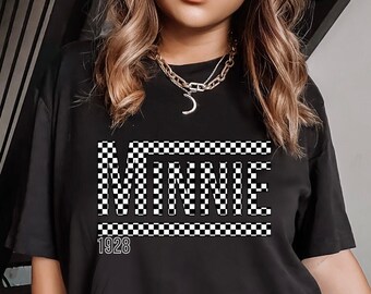 Retro Checkered Minnie Mouse Shirt - Disneyland Family Tee
