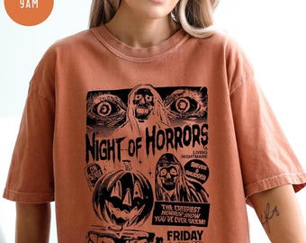 Comfort Colors Halloween Horror Movie Shirt: Night of Horrors Party