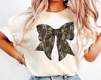 Comfort Colors Camo Bow Shirt: Duck Hunting Coquette Tee