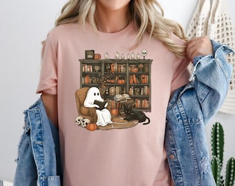 Ghost Reading Book Shirt,Reading Shirt,Book Lover Gift,Librarian Ghost Halloween,Halloween Sirt, Halloween Gift,Boo Shirt,Ghost Shirt