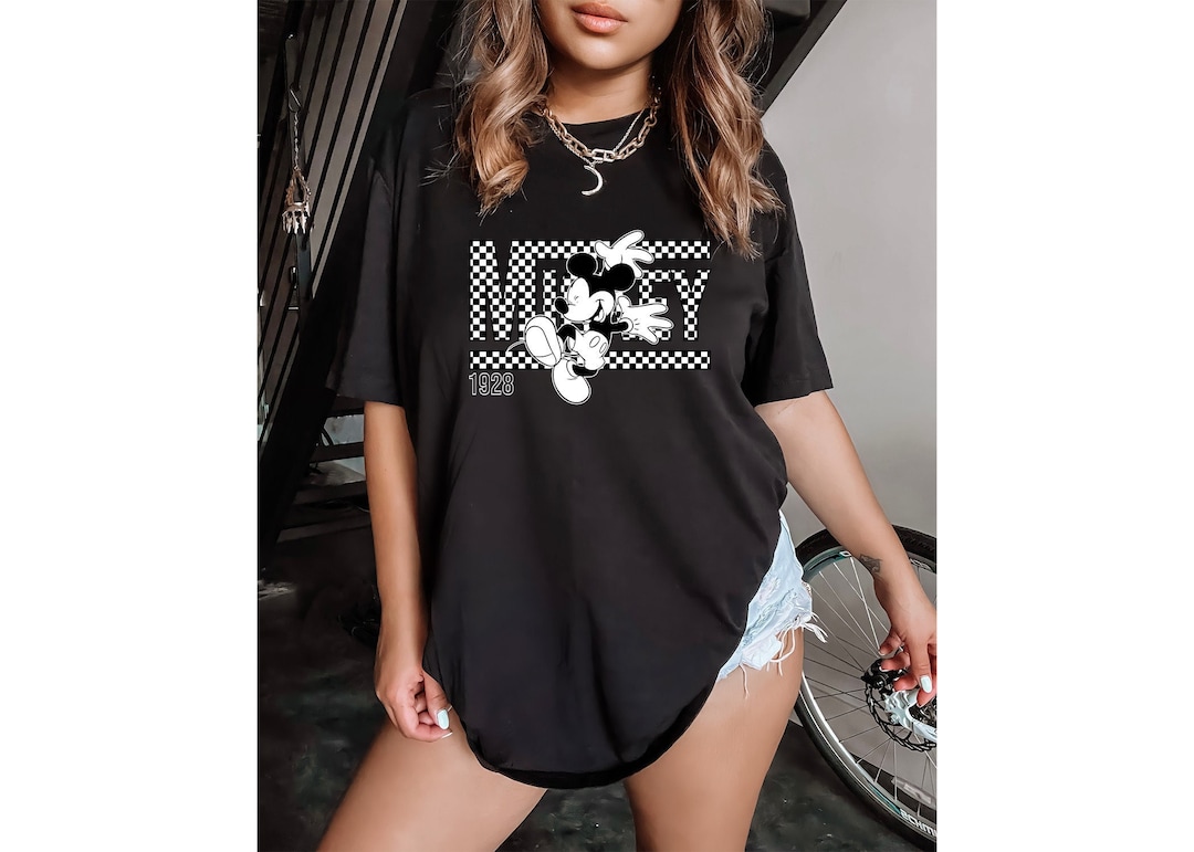 Vintage Retro Mickey Minnie Checkered Shirt, Disney Checkered Shirt